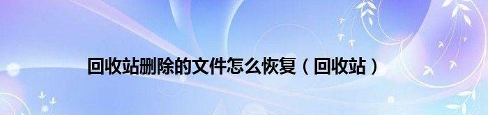 如何找回已经删除的回收站文件（快速恢复误删的文件，教你一招！）